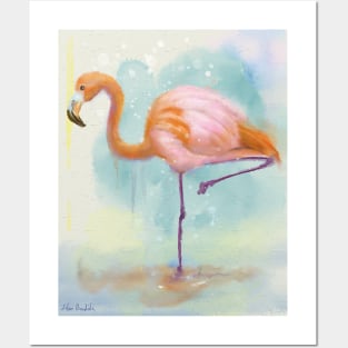 Dreamy Flamingo in Pastel - Watercolor painting Posters and Art